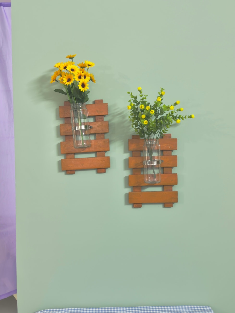 কাঠের ফ্রেম গ্লাস জার ১ সেট ল্যাভেন্ডার ফুল